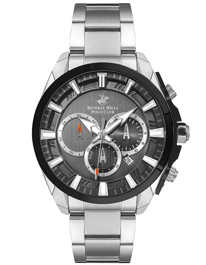 BEVERLY HILLS POLO CLUB Men's Multi Function Black Vertical Pattern Dial Watch - Premium from shopiqat - Just $45.900! Shop now at shopiqat